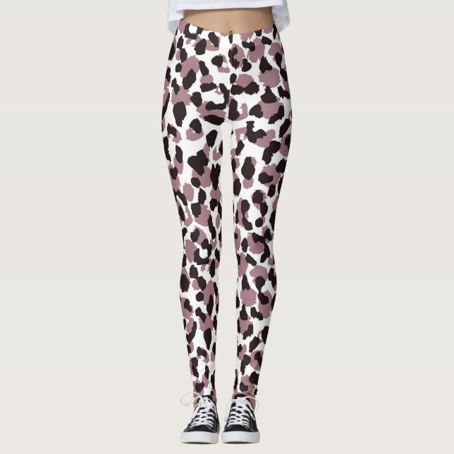 Maroon/Poster de animal noire Leggings pour femmes (Devant)