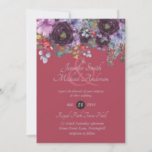 Maroon Purple Pink Berry Faire-part de mariage Flo