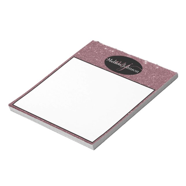Marquage élégant en or rose sur bloc-notes noir (Tourné)