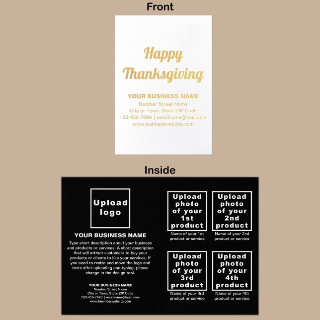 Marque Black Business sur la carte Foil Thanksgivi (Black business brand with products or services on Thanksgiving folded foil card.)