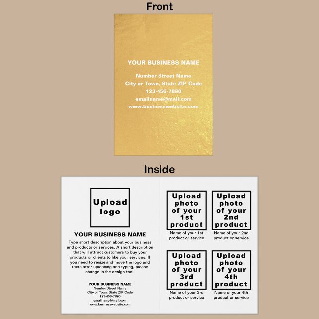 Marque blanche d'affaires sur carte Foil (Your business brand on card with gold foil background. White background inside.)