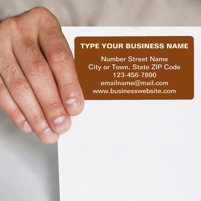 Marque commerciale en texte clair sur Étiquette d' (Brown shipping label with your business brand in plain text)
