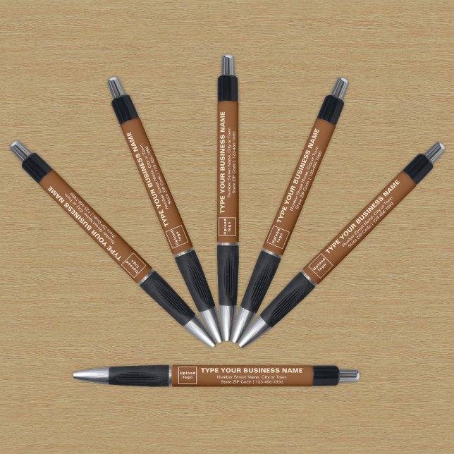 Marque commerciale marron sur stylo (Pen with brown barrel and your business brand)