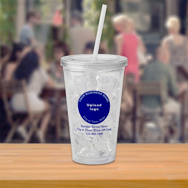 Marque commerciale Round Blue sur gobelet en acryl (Blue round business brand on acrylic tumbler)