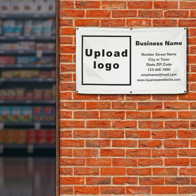 Marque commerciale sur bannière blanche (White banner with your business brand)