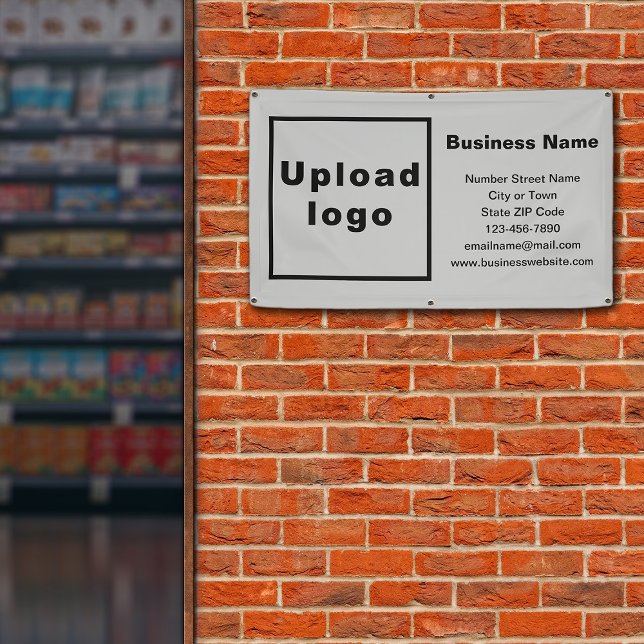 Marque commerciale sur bannière gris (Gray banner with your business brand)