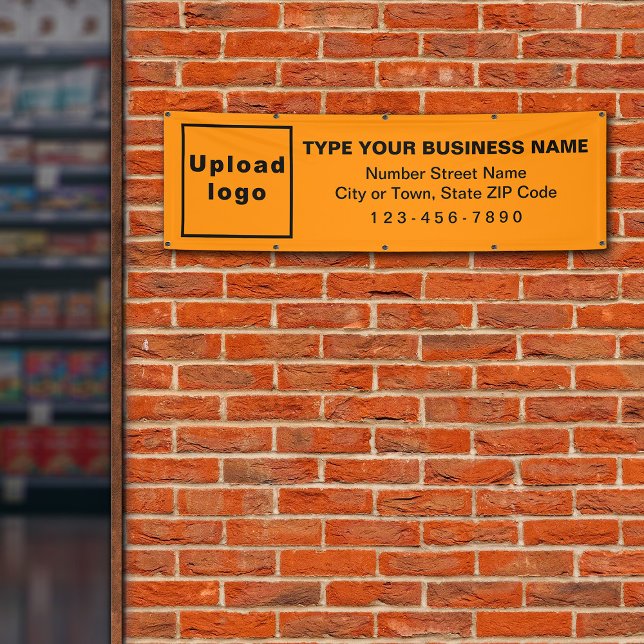 Marque commerciale sur bannière longue couleur ora (Orange long banner with your business brand)