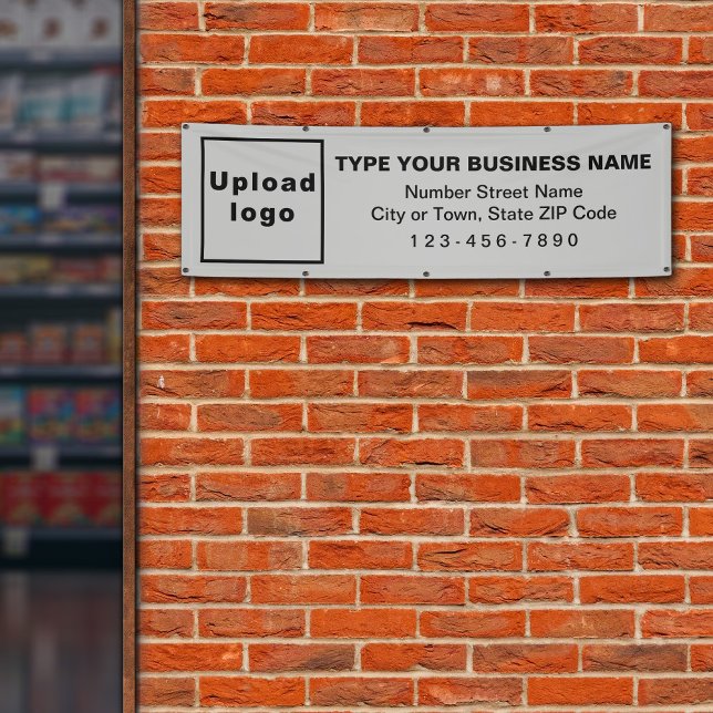 Marque commerciale sur bannière longue grise (Gray long banner with your business brand)