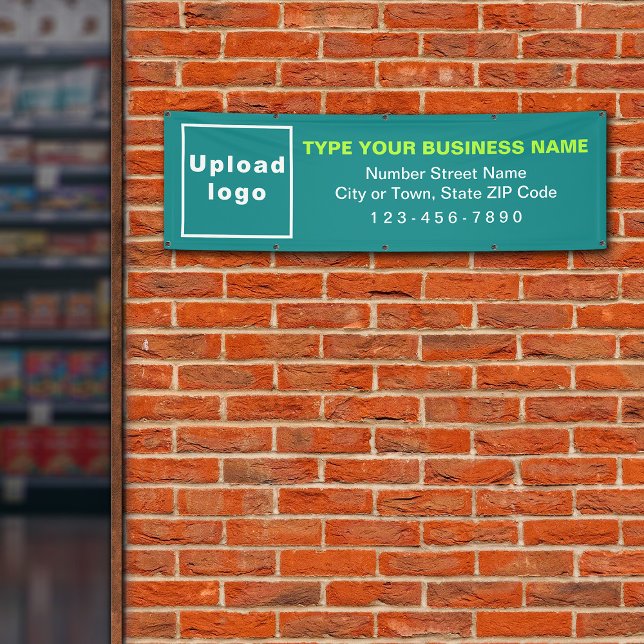 Marque commerciale sur bannière Turquoise verte lo (Teal green long banner with your business brand)