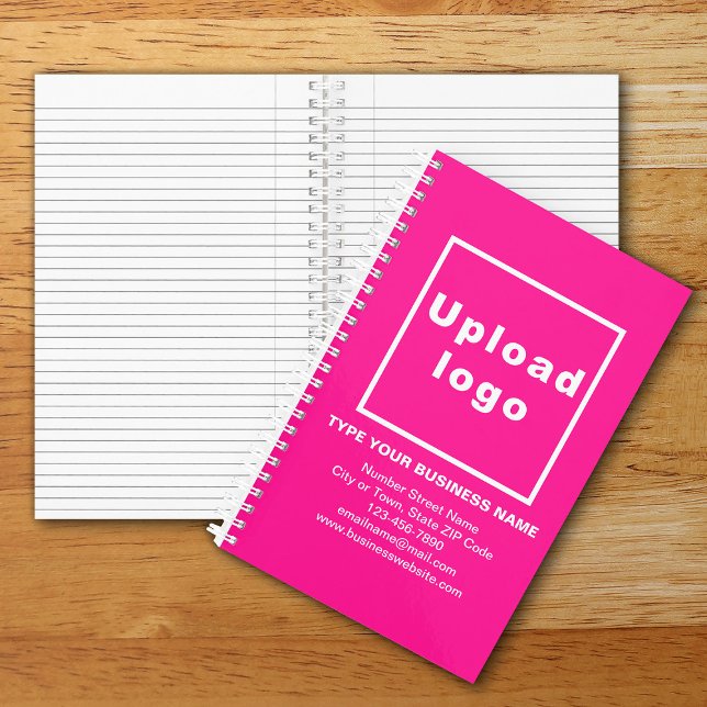 Marque commerciale sur Carnet spiral rose (Your business brand on pink spiral notebook. Office & school supply to build brand name awareness.)