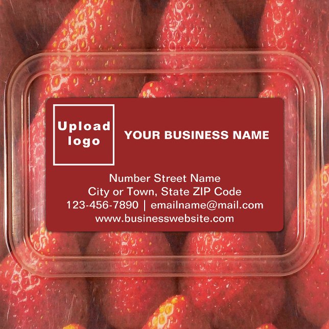 Marque commerciale sur étiquette adhésive rectangl (Red rectangle adhesive label with your business brand)