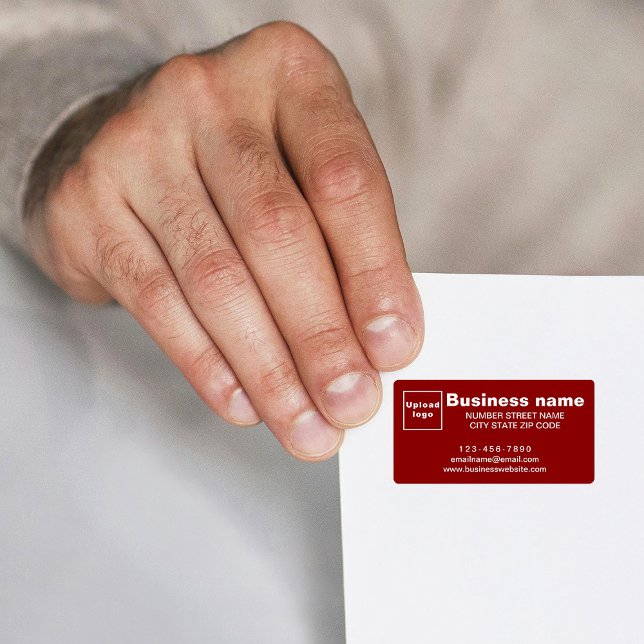 Marque commerciale sur étiquette d'adresse rouge (Red address label with your business brand)