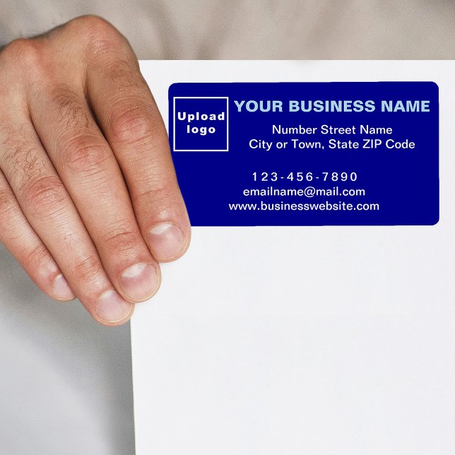 Marque commerciale sur étiquette d'expédition bleu (Blue shipping label with your business brand)