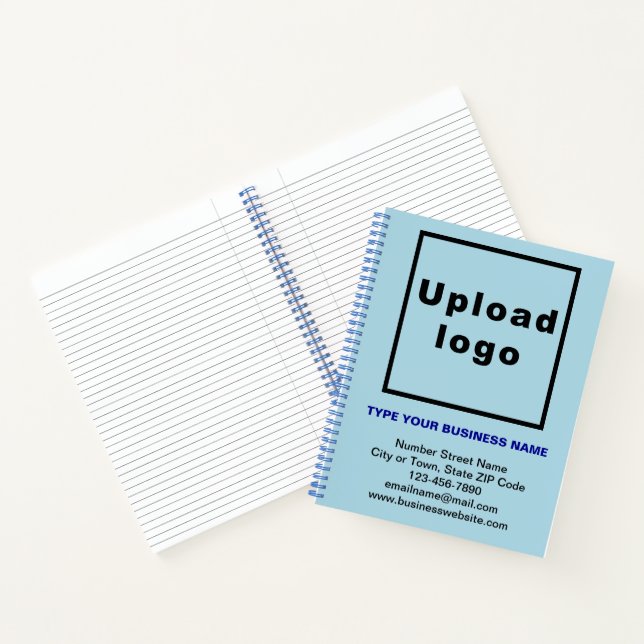 Marque commerciale sur grand Carnet à spirale bleu (Intérieur)
