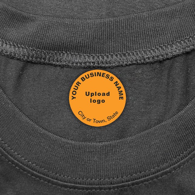 Marque d'affaires en fer rond orange sur Étiquette (Orange round iron on label with your business brand)