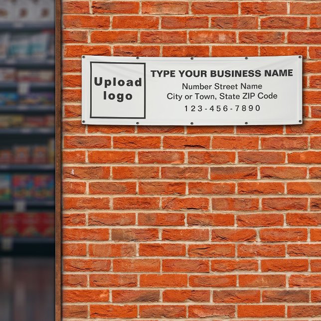 Marque d'affaires sur bannière longue blanche (White long banner with your business brand)