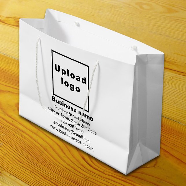 Marque d'affaires sur Blanc Grand Taille Sac cadea (Build brand name awareness. Your business brand on white large gift bag.)