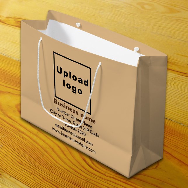 Marque d'affaires sur Brown léger grand format Sac (Build brand name awareness. Your business brand on light brown large gift bag.)