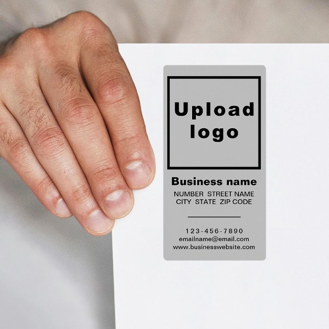 Marque d'affaires sur Grey Portrait Étiquette d'ex (Gray portrait shipping label with your business brand)