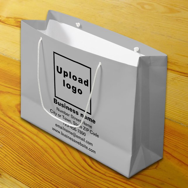 Marque d'affaires sur Gris Grand Taille Sac cadeau (Build brand name awareness. Your business brand on gray large gift bag.)