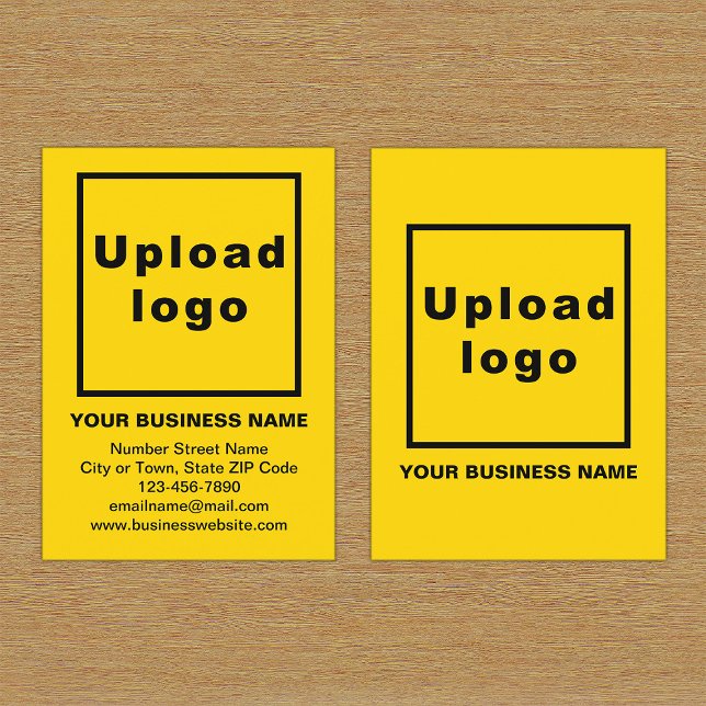 Marque d'affaires sur petite carte Portrait Jaune (Front and back of the yellow business card with your brand)