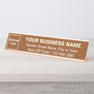 Marque d'affaires sur plaque de nom Brown Long Des