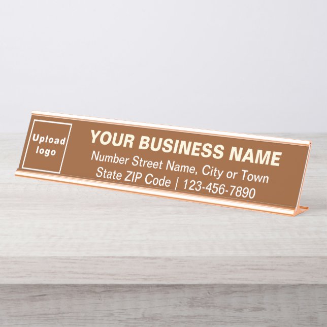 Marque d'affaires sur plaque de nom Brown Long Des (Devant)
