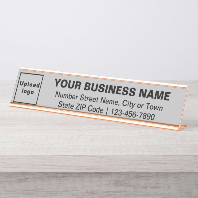 Marque d'affaires sur plaque de nom de bureau long (Devant)