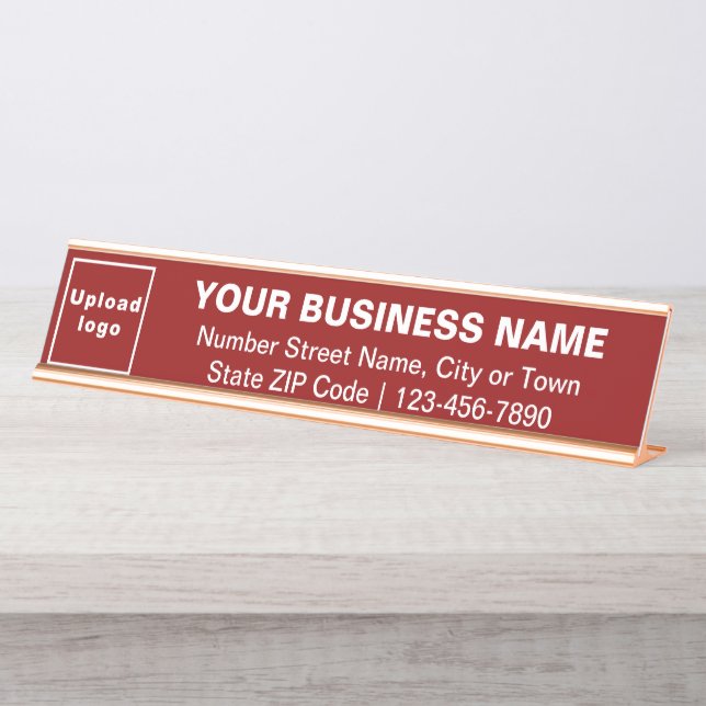 Marque d'affaires sur Red Long Desk Nom Plaque (Devant)