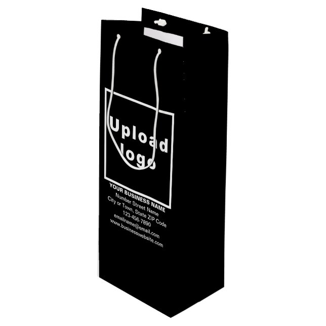 Marque d'affaires sur Sac cadeau vin noir (Devant Angle)