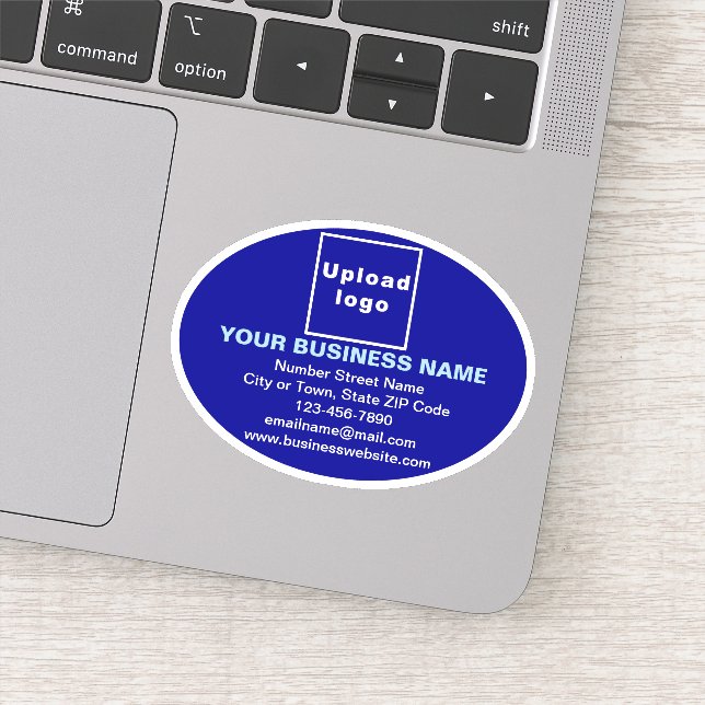 Marque d'affaires sur Sticker en vinyle bleu ovale (Détail)