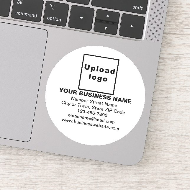 Marque d'affaires sur Sticker en vinyle rond blanc (Détail)