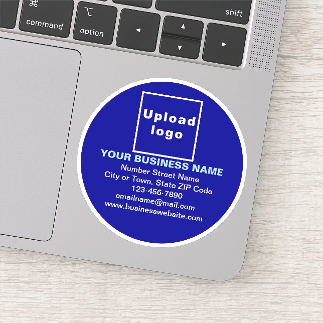 Marque d'affaires sur Sticker en vinyle rond bleu (Détail)