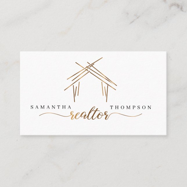 Marque de revendeur avec maison en carte de visite (Devant)