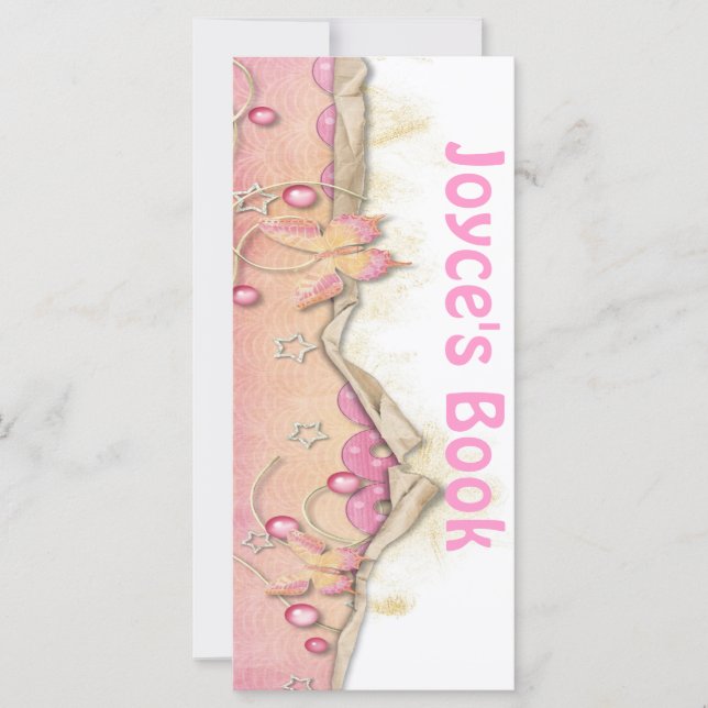 Marque de Signet de papillon rose personnalisable (Devant)