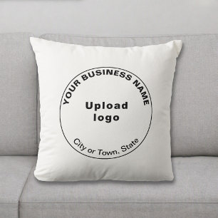 Marque d'entreprise ronde Coussin décoratif blan