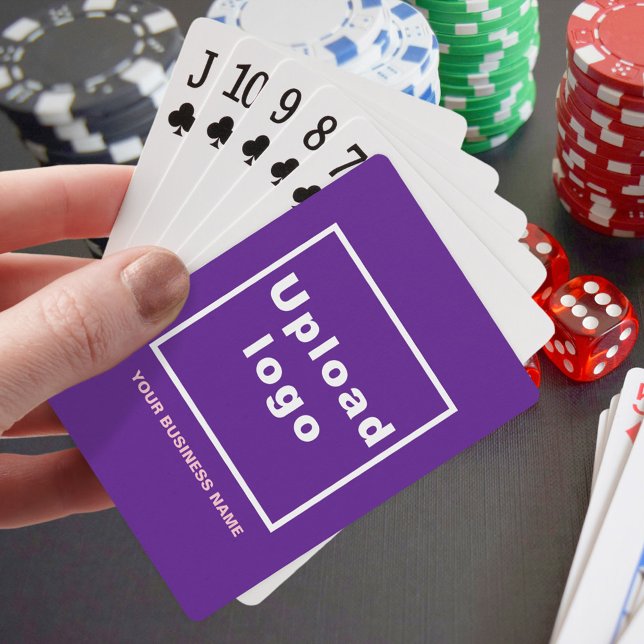 Marque d'entreprise violet sur cartes de jeu (Purple business brand on playing cards)