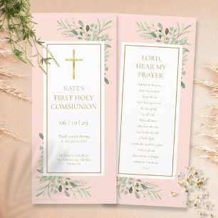 Marque-page de carte de prière de la Première Comm