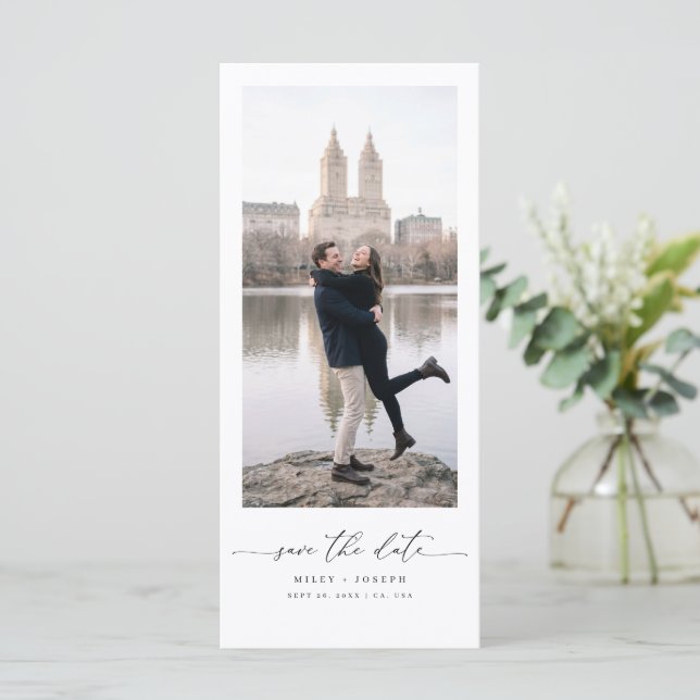Marque-page de mariage avec photo et écriture mode (Debout devant)