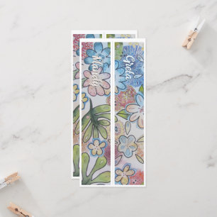 Marque-page double floral fantaisiste avec nom per