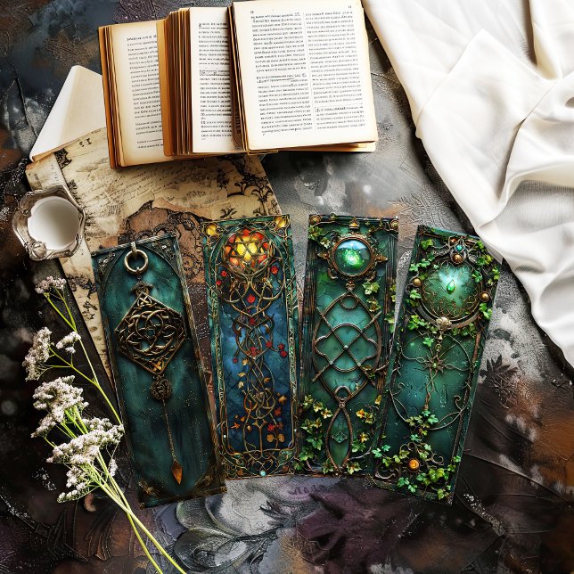 Marque-pages du nœud celtique irlandais, marque-pa (collection of 4 celtic irish bookmarks - cut out bookmarks)