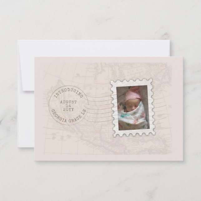Marque postale et Faire-part de naissance de voyag (Devant)