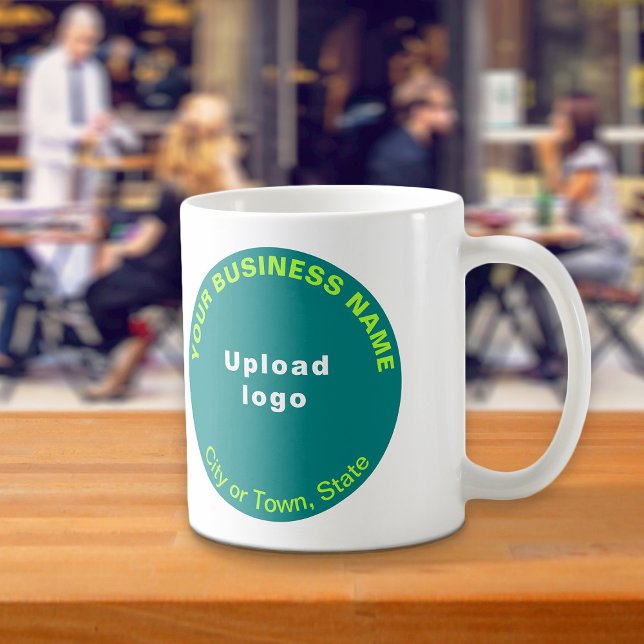 Marque turquoise Green Round Business sur Mug (Teal green round business brand on mug)
