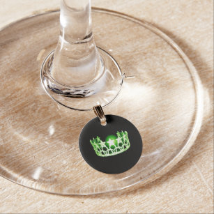 Marque-verres Miss USA Style Apple Green Crown Vin Verre Charme