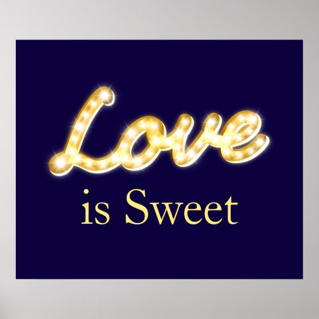 Marquee Lights Love is Sweet Poster - bleu (Devant)