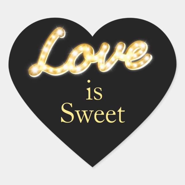 Marquee Lights Love is Sweet Sticker noir (Devant)
