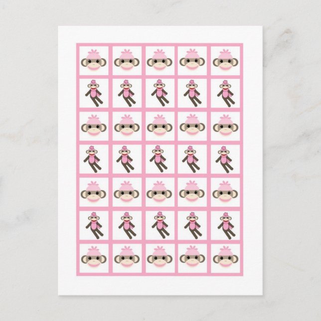 Marqueurs de carte de bingo Monkey rose (Devant)