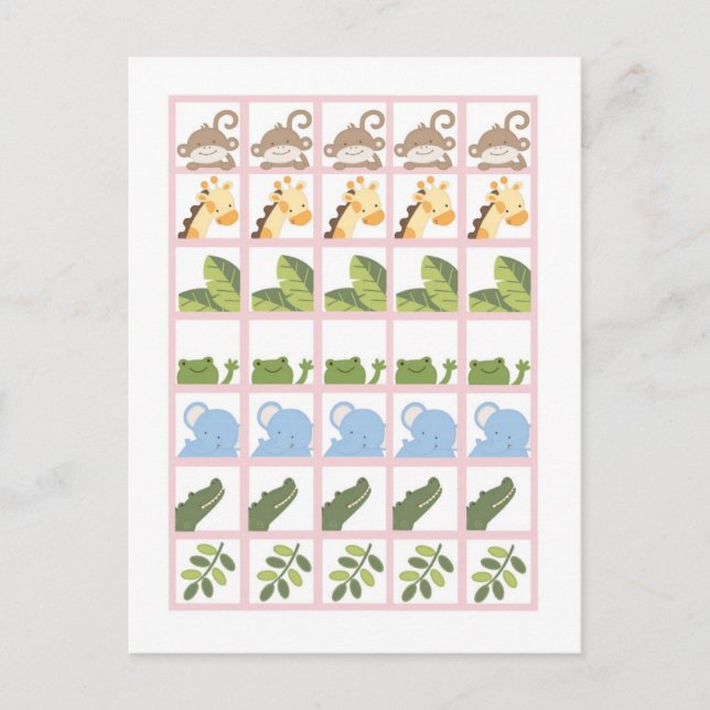 Marqueurs de cartes de bingo Safari Jungle Animaux (Devant)