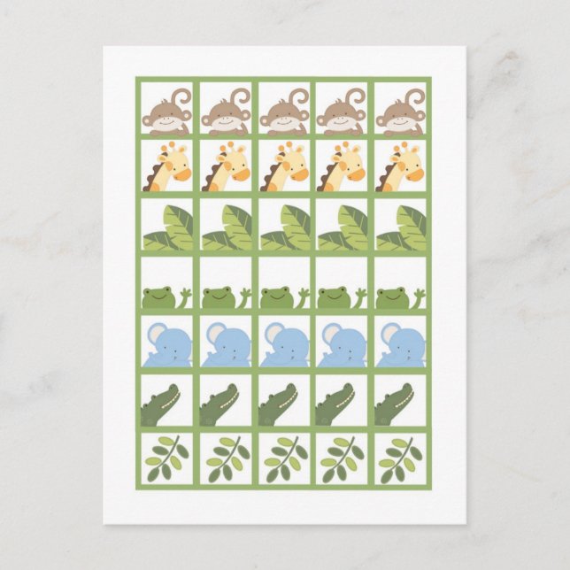 Marqueurs de cartes de bingo Safari Jungle Animaux (Devant)