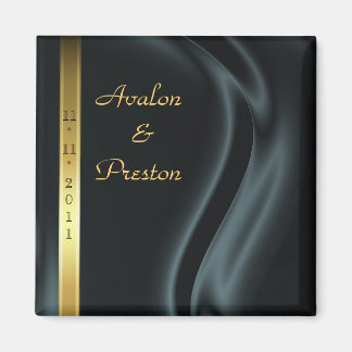 Marquis Black Silk Gold Enregistrer la date Magnet